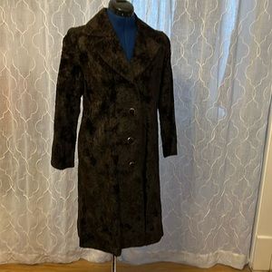 Toyko Mode Vintage Chocolate Brown Faux Fur Lightweight Tailored Coat 6 8